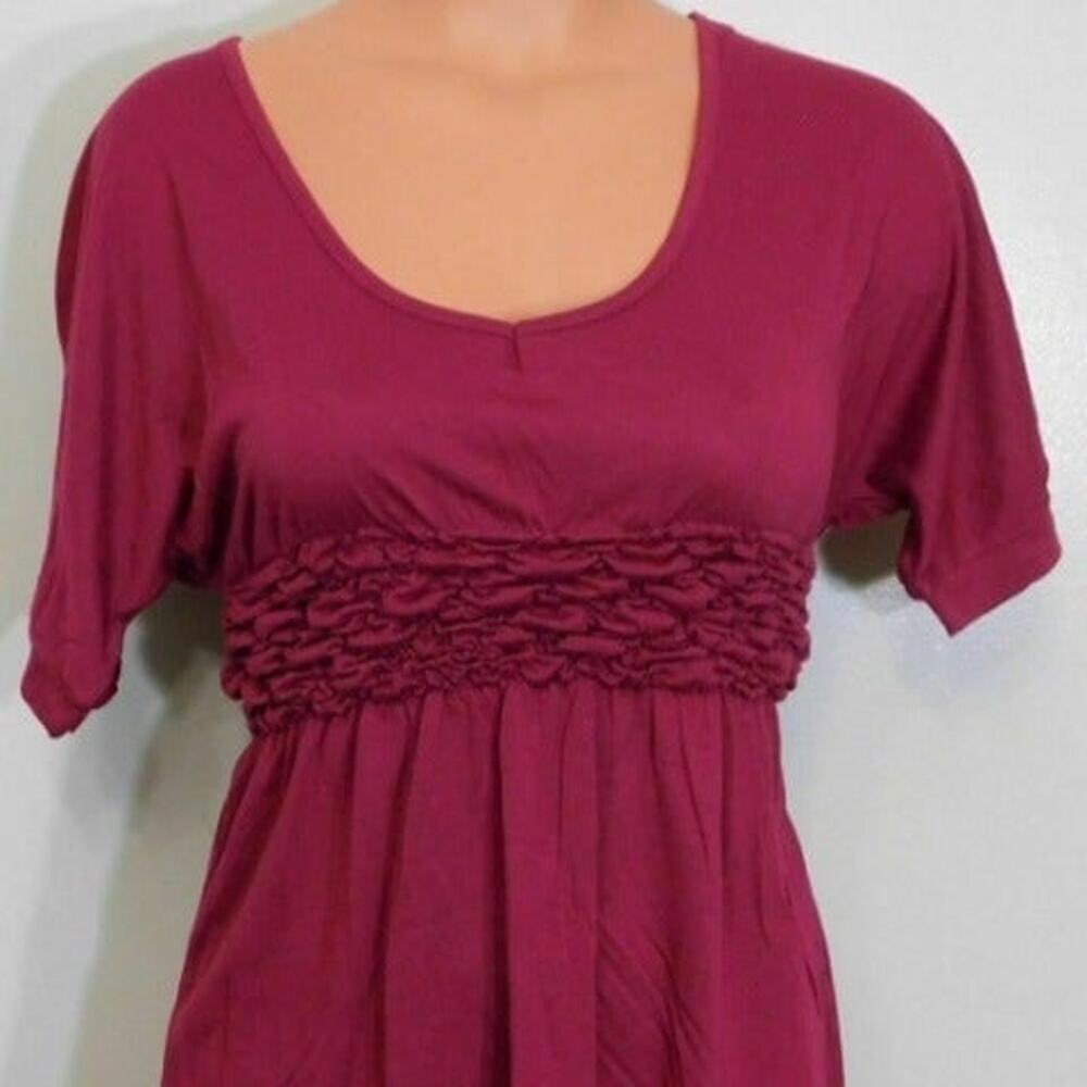 Coolwear Red (Wine) Junior's Short Sleeve Scoop Neck Blouse / Top - S
